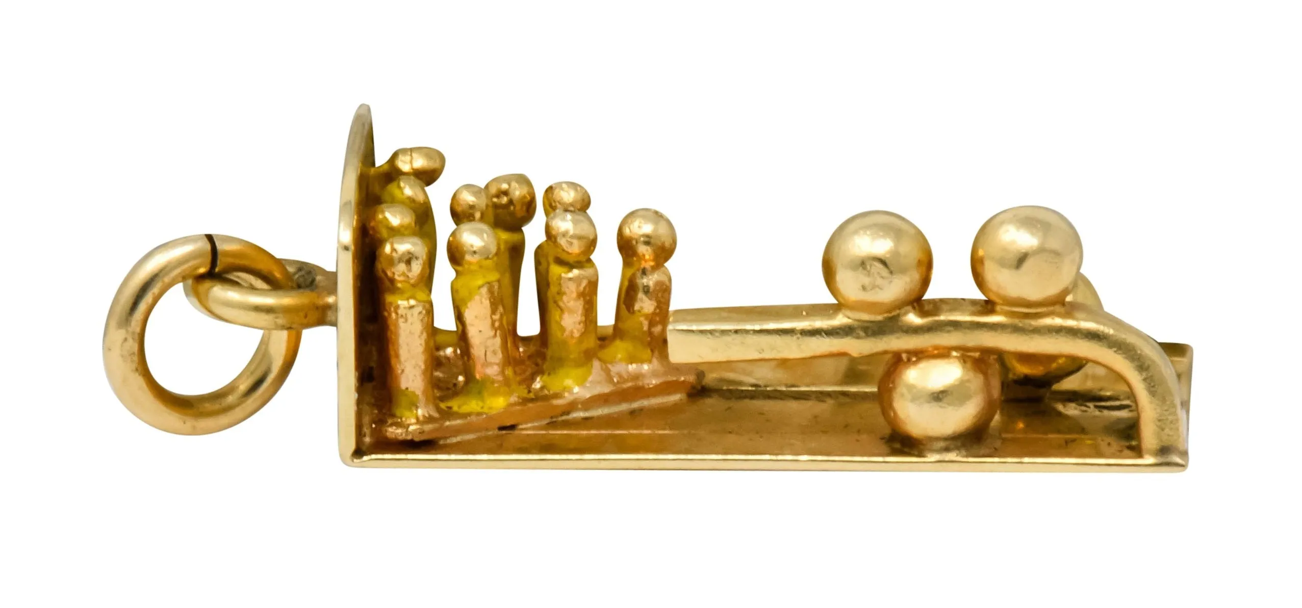 Retro 14 Karat Gold Articulated Bowling Lane Charm