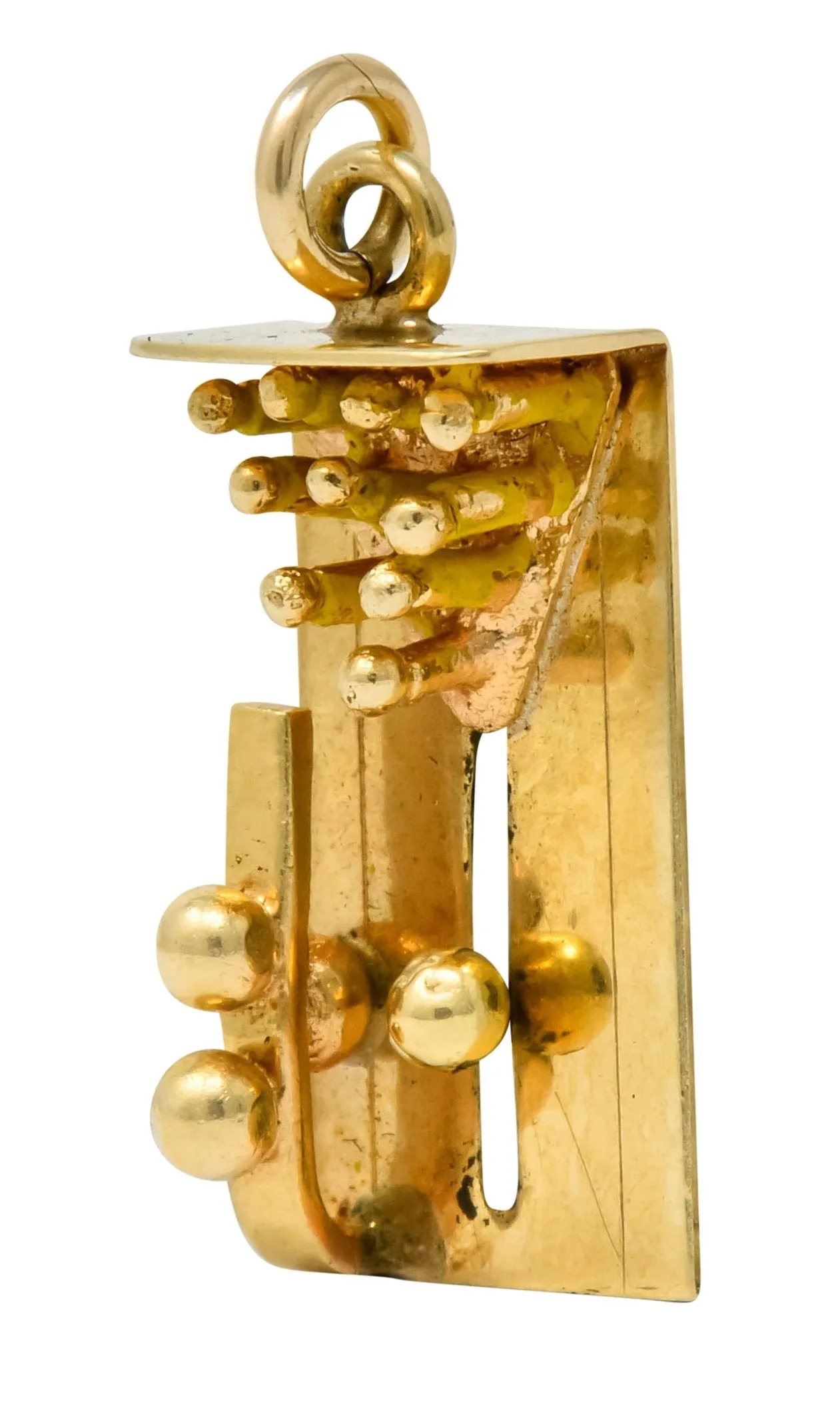 Retro 14 Karat Gold Articulated Bowling Lane Charm