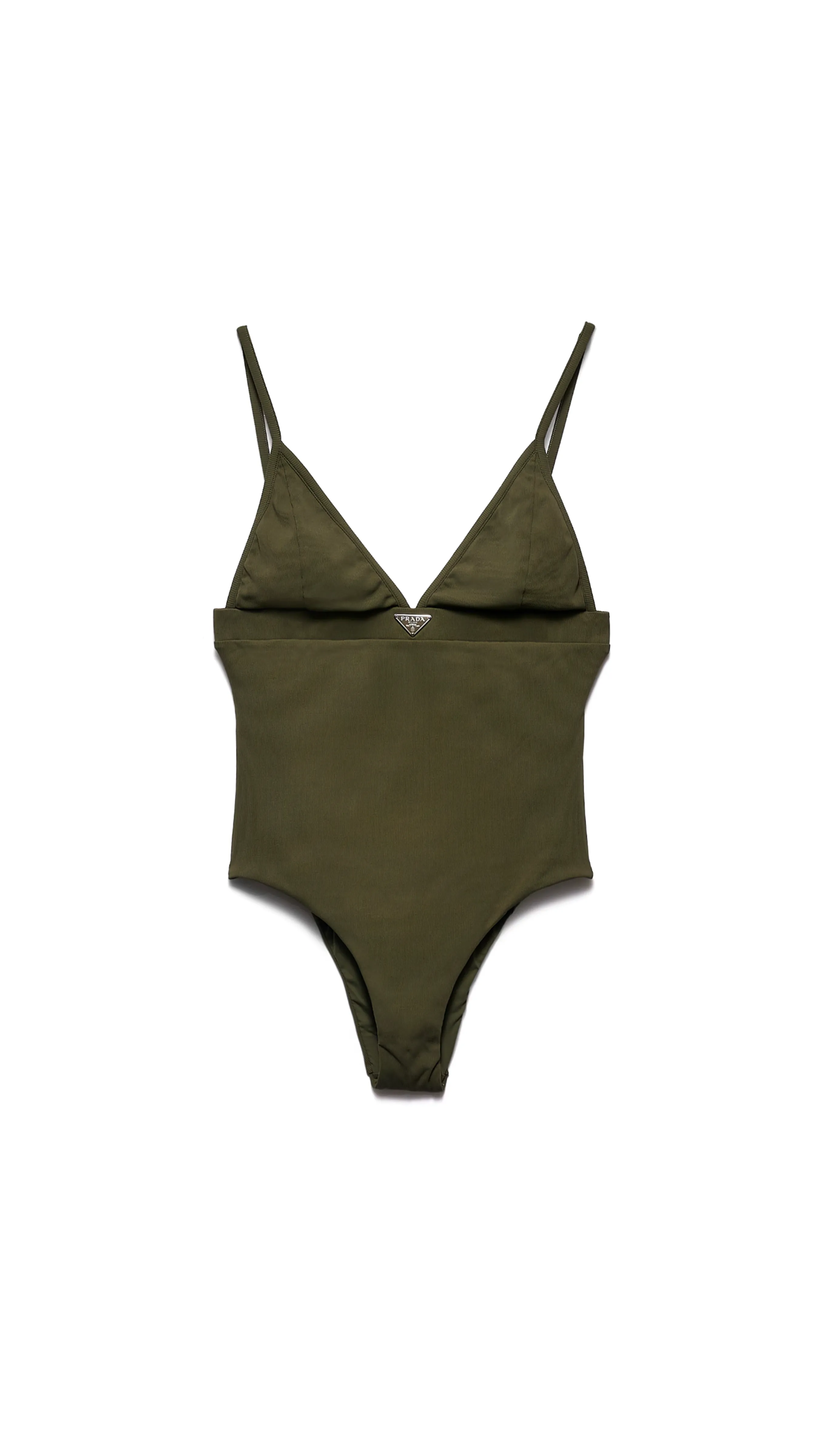 Ribbed Knit One-Piece Swimsuit - Camouflage Green