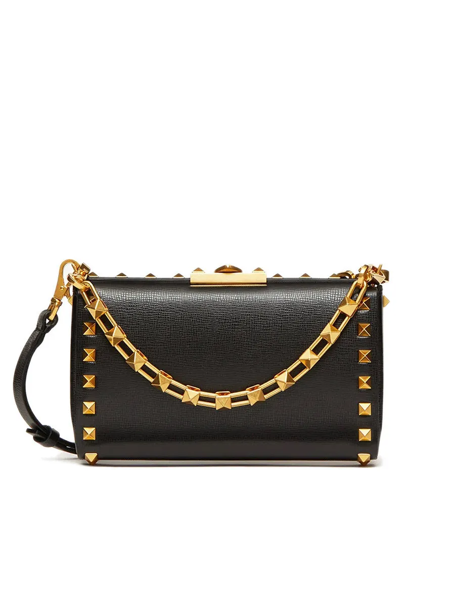 Rockstud Alcove Grainy Calfskin Clutch