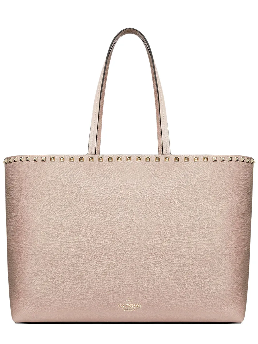 Rockstud Grainy Calfskin Tote Grain