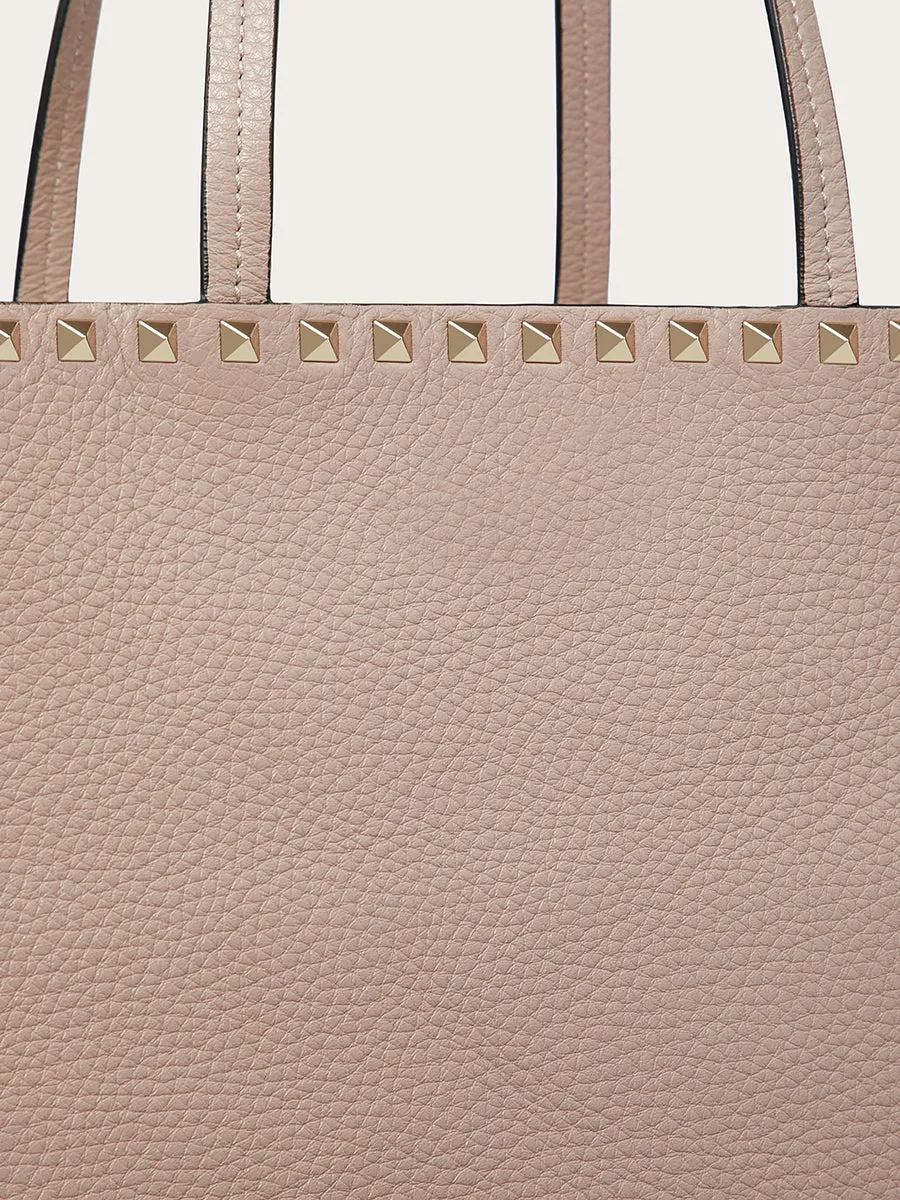 Rockstud Grainy Calfskin Tote Grain