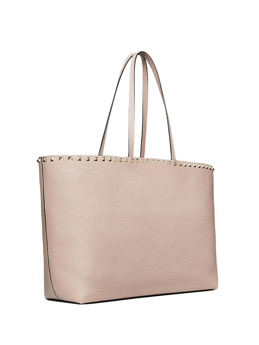 Rockstud Grainy Calfskin Tote Grain