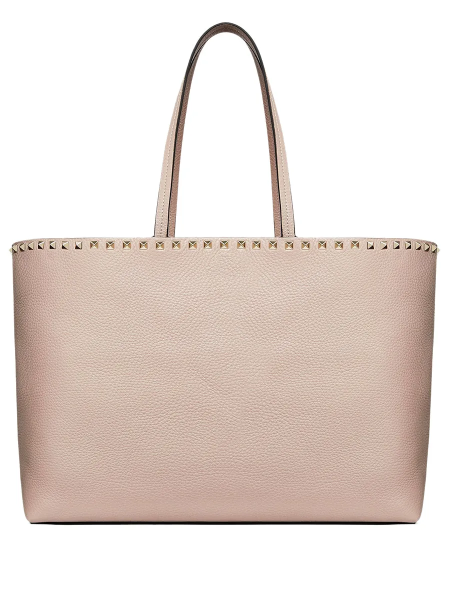 Rockstud Grainy Calfskin Tote Grain