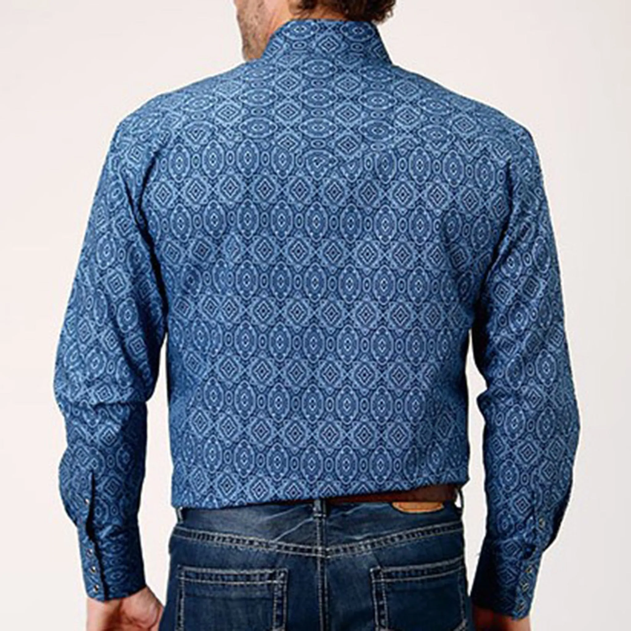 Roper Men's Blue Geo Print Shirt