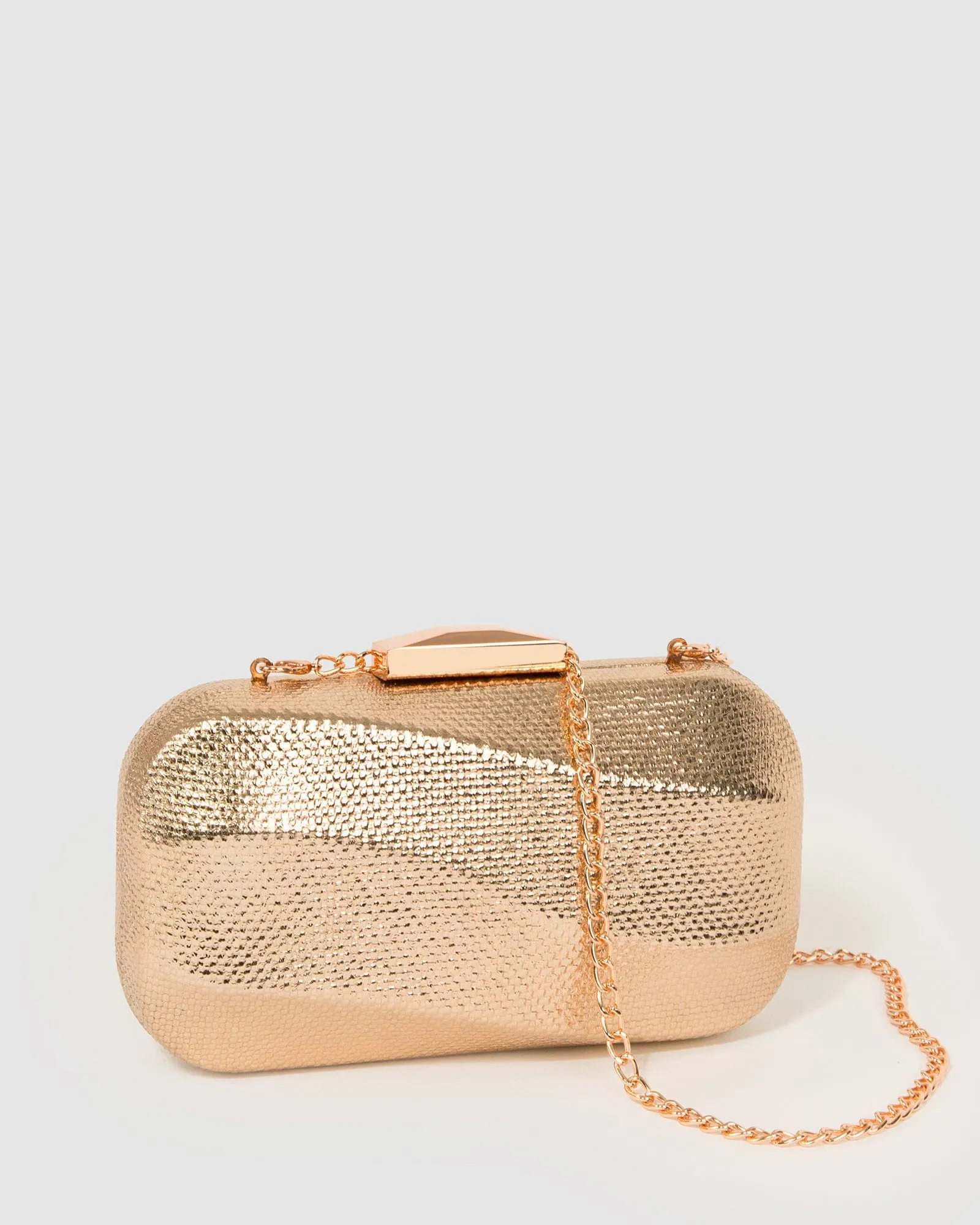 Rose Gold Marley Wavy Hardcase Clutch Bag