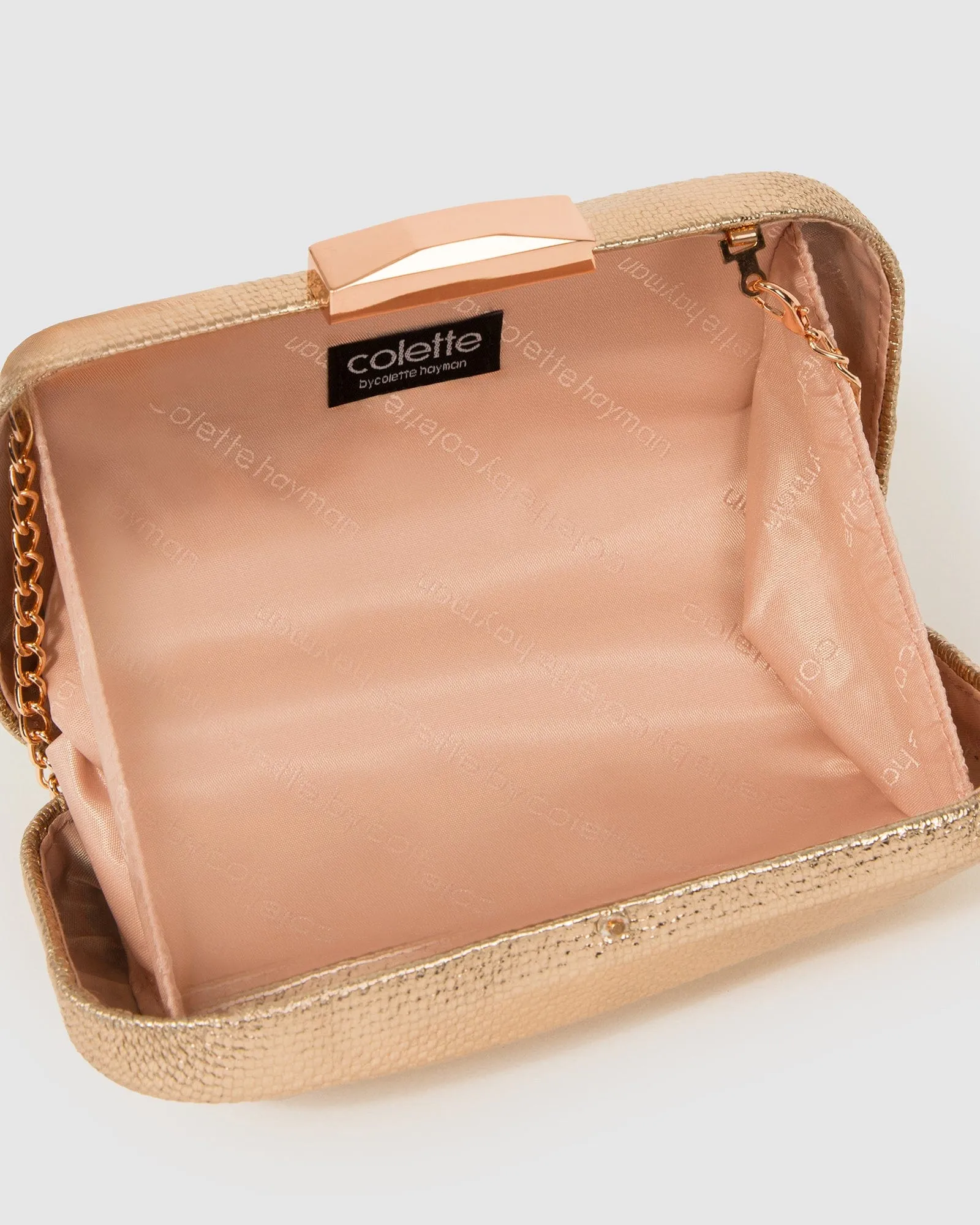 Rose Gold Marley Wavy Hardcase Clutch Bag