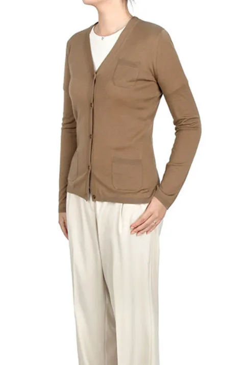 S Max Mara  |Long Sleeves Plain Logo Cardigans