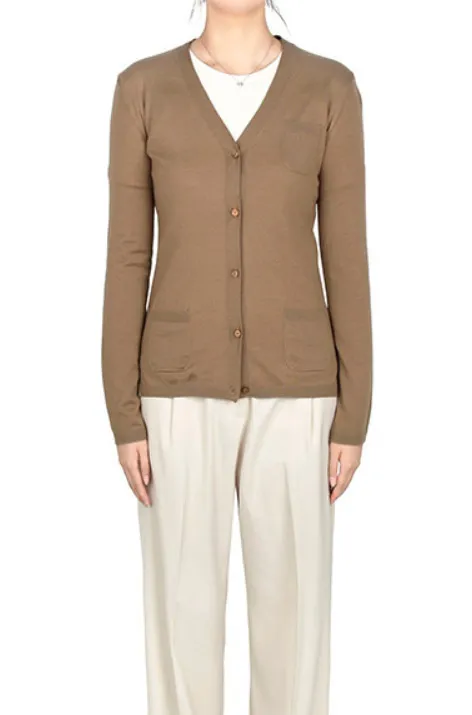 S Max Mara  |Long Sleeves Plain Logo Cardigans