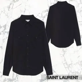 Saint Laurent  |Button-down Unisex Long Sleeves Plain Cotton Bridal Luxury