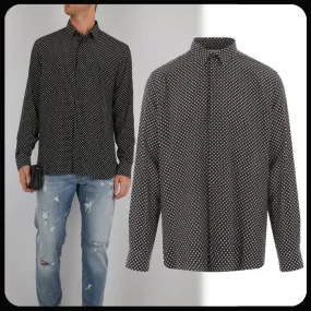 Saint Laurent  |Dots Silk Long Sleeves Plain Luxury Shirts