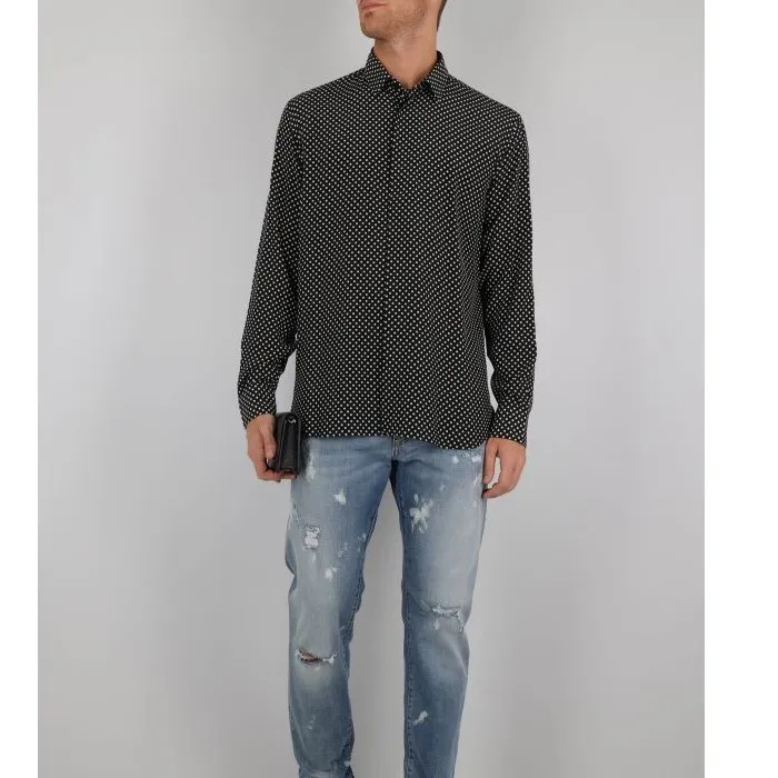 Saint Laurent  |Dots Silk Long Sleeves Plain Luxury Shirts