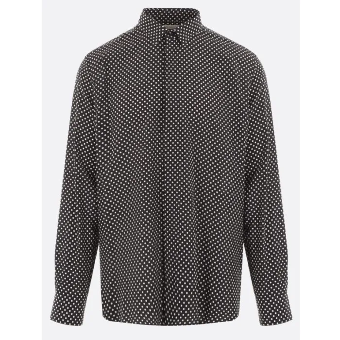 Saint Laurent  |Dots Silk Long Sleeves Plain Luxury Shirts