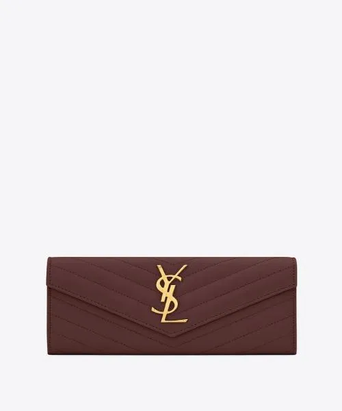 Saint Laurent Monogram Large Flap Wallet Dark Red De Poudre