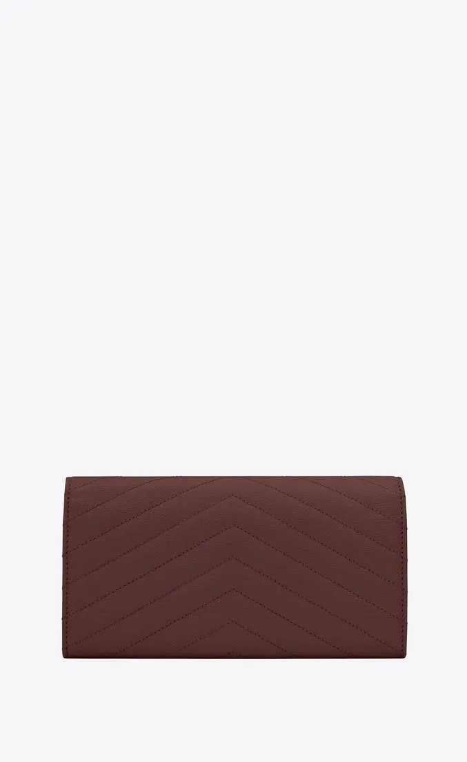 Saint Laurent Monogram Large Flap Wallet Dark Red De Poudre