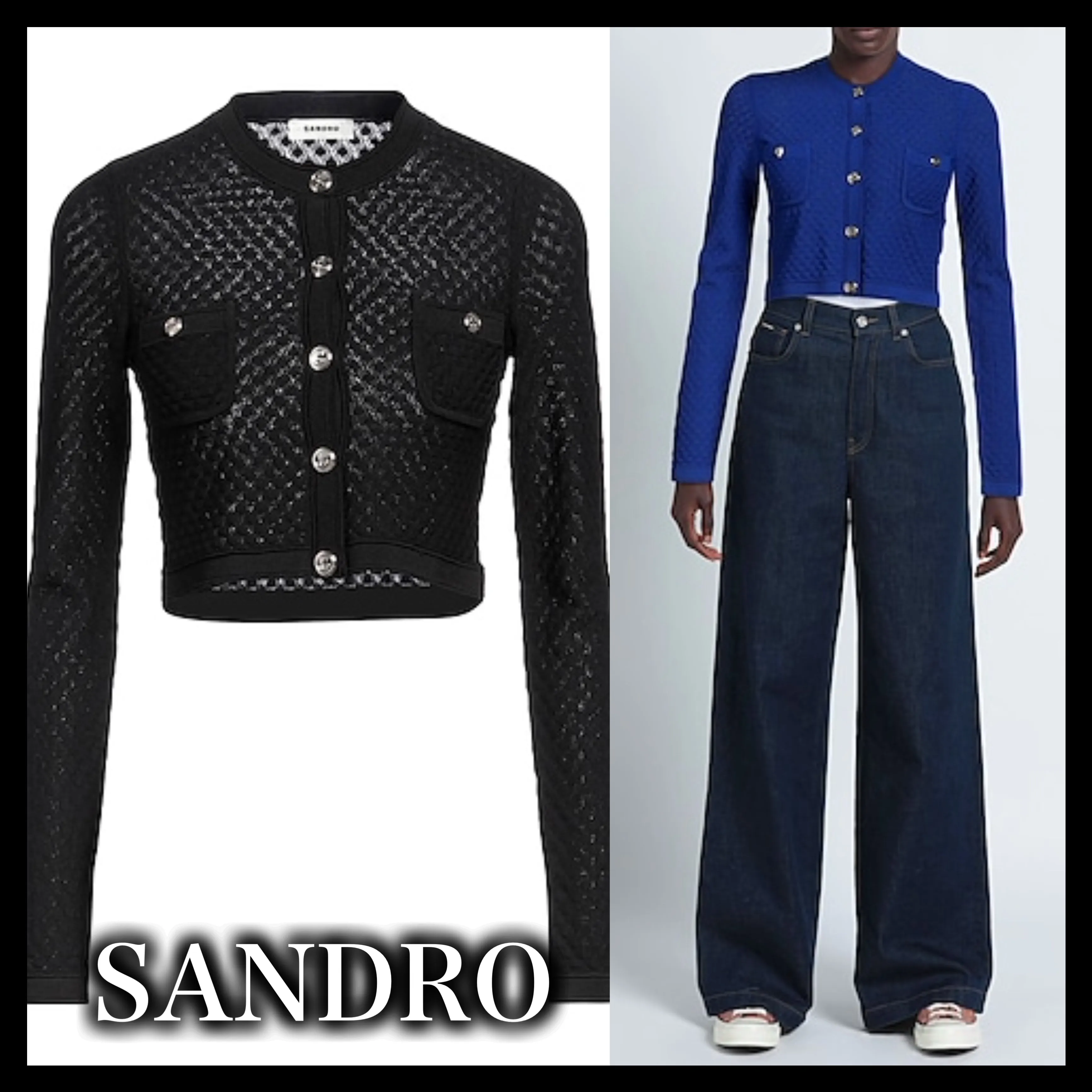 sandro  |Casual Style Nylon Long Sleeves Elegant Style Cardigans