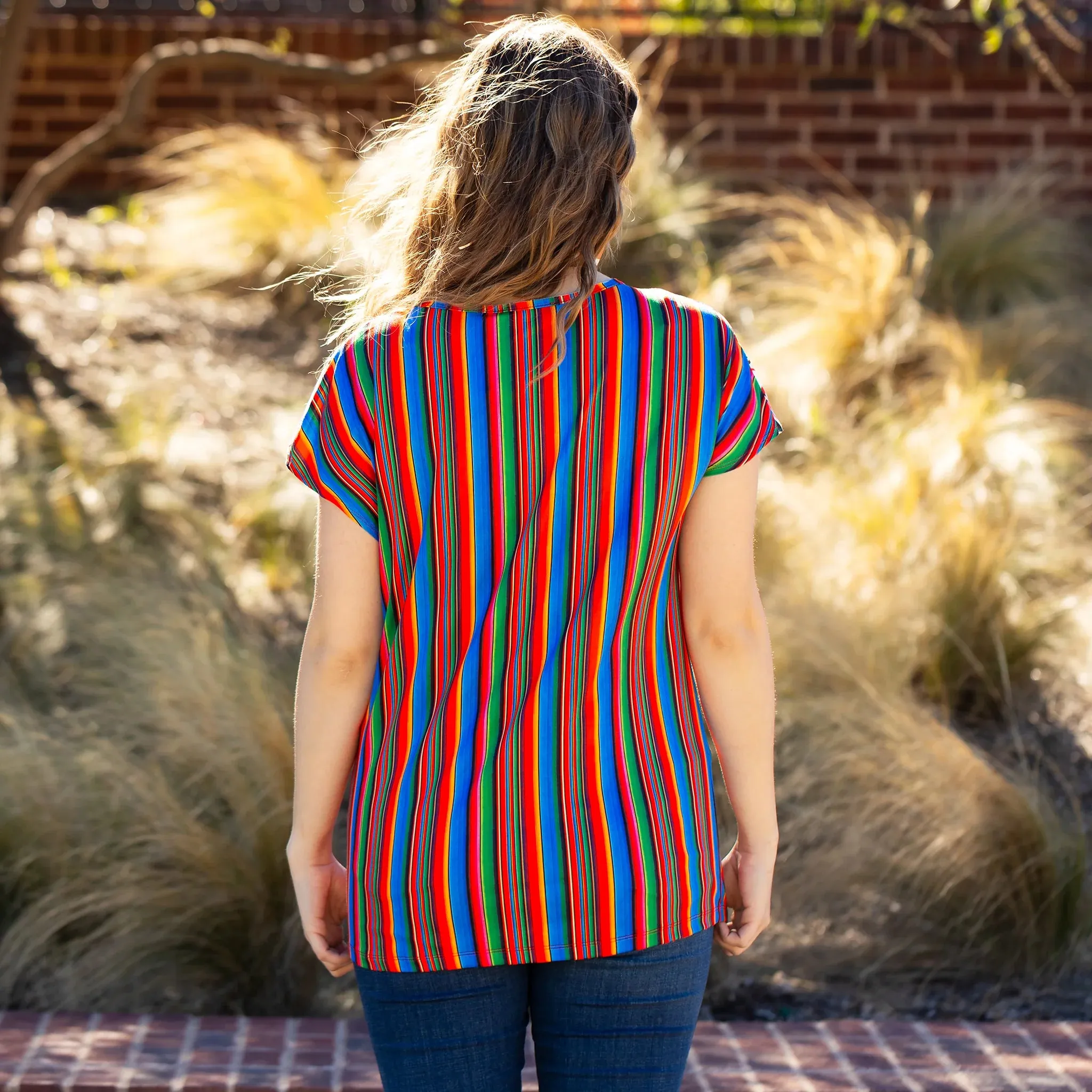 Serape top with Western studded design