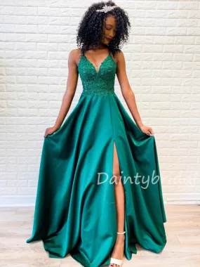 Sexy V-neck A-line Long Prom Dresses Evening Dresses.DB10419