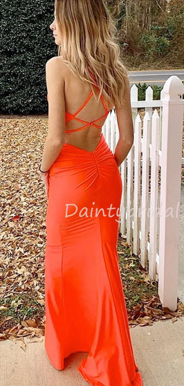 Sexy V-neck Open Back Long Prom Dresses Evening Dresses.DB10452