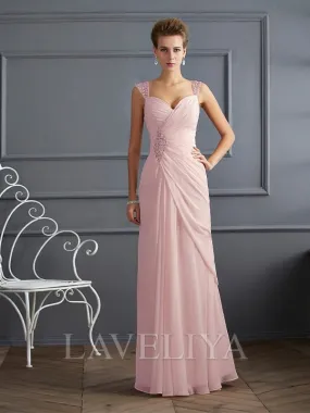 Sheath Straps Beading Floor-Length Chiffon Mother of the Bride Dress  #XM230008