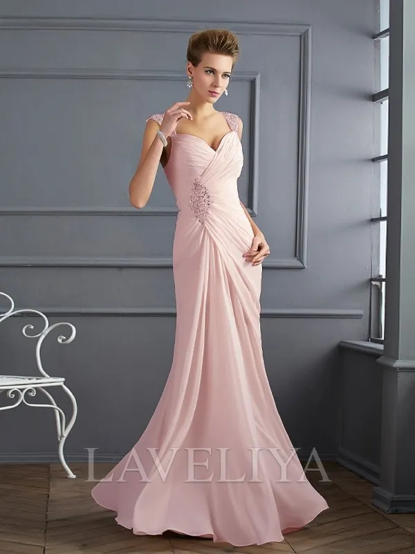 Sheath Straps Beading Floor-Length Chiffon Mother of the Bride Dress  #XM230008