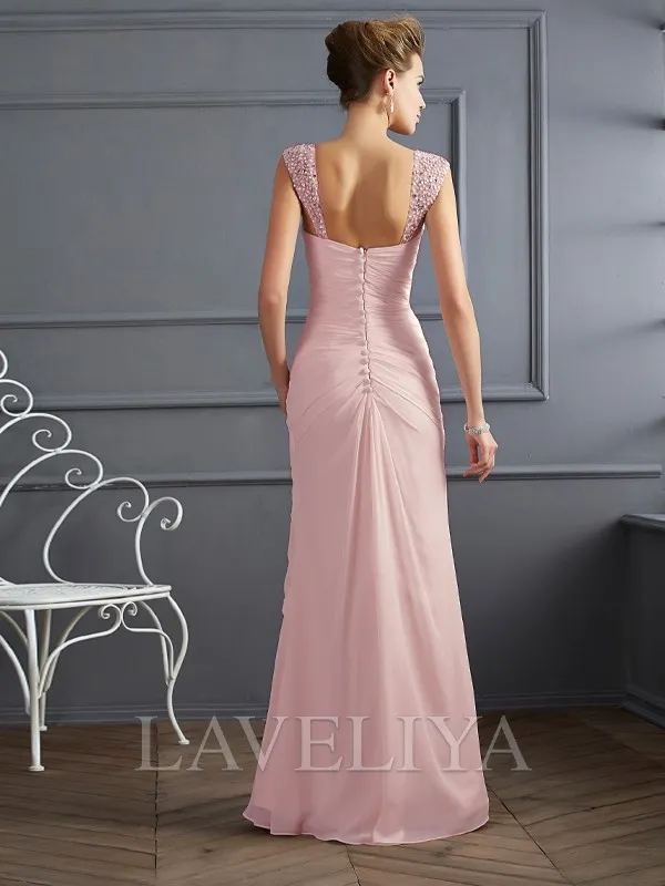 Sheath Straps Beading Floor-Length Chiffon Mother of the Bride Dress  #XM230008