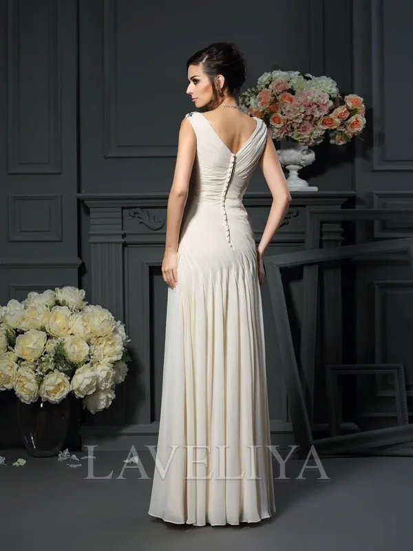 Sheath V-neck Ruffles Floor-Length Chiffon Mother of the Bride Dress  #XM230021