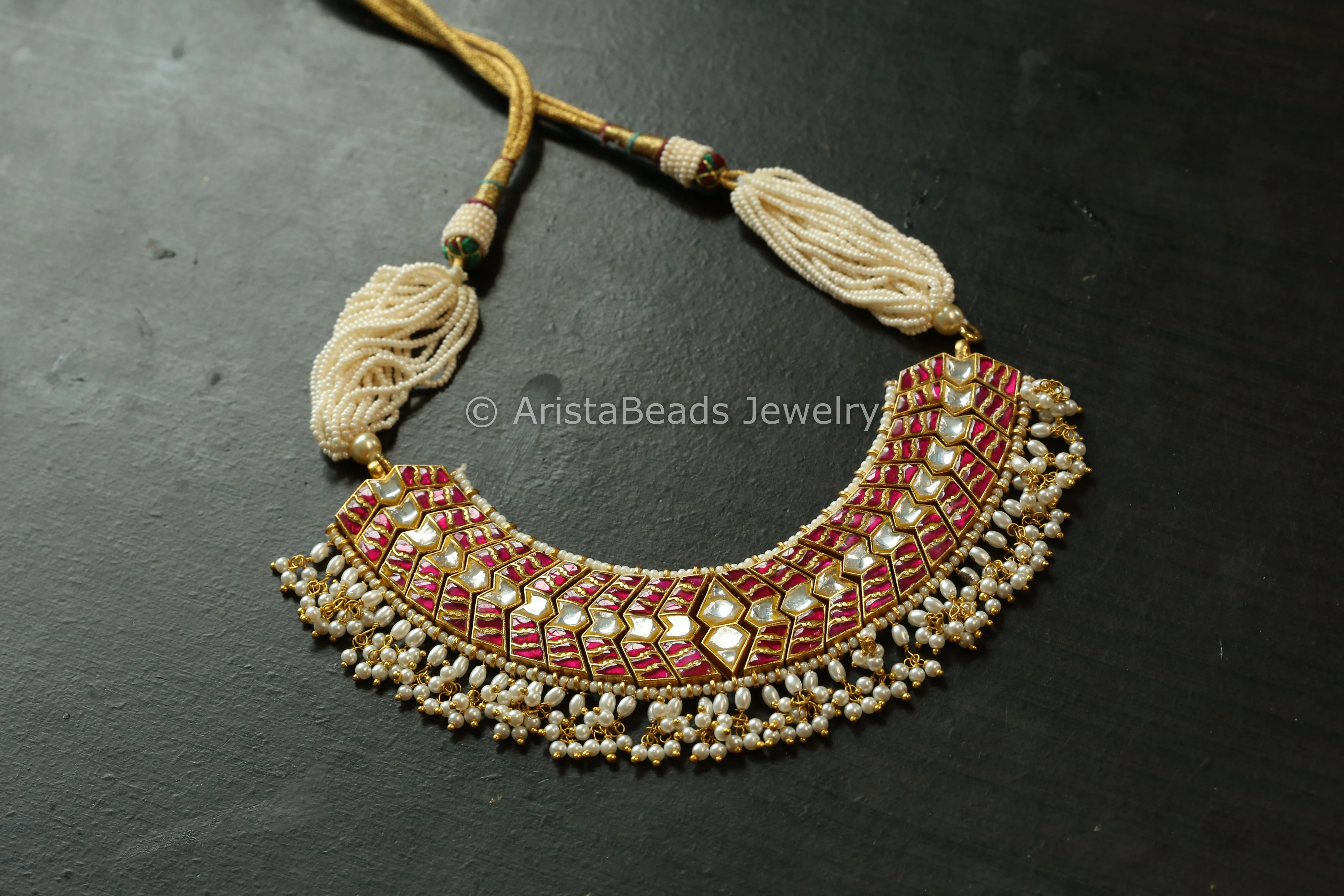 Short Jadau Kundan Necklace - Ruby