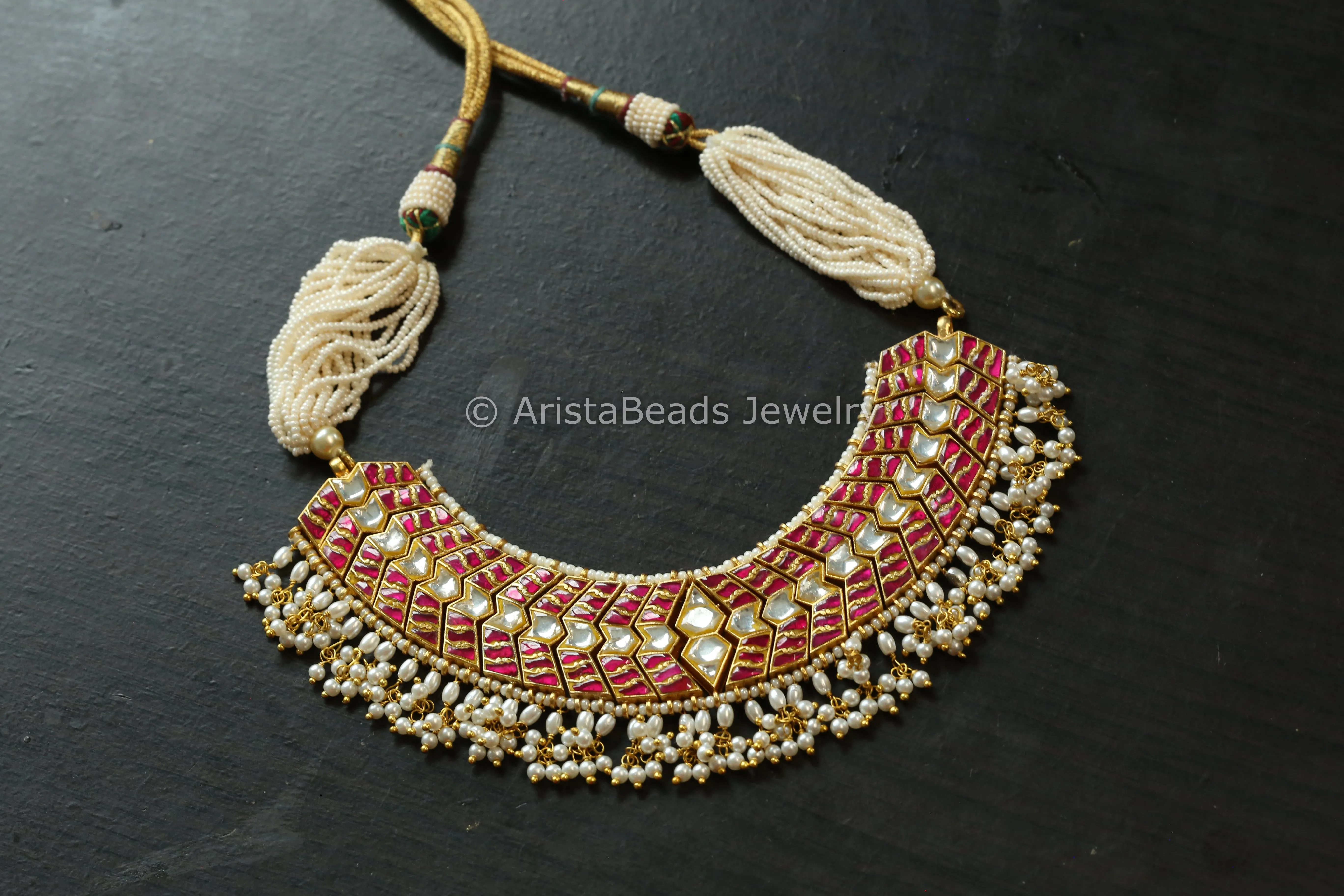 Short Jadau Kundan Necklace - Ruby