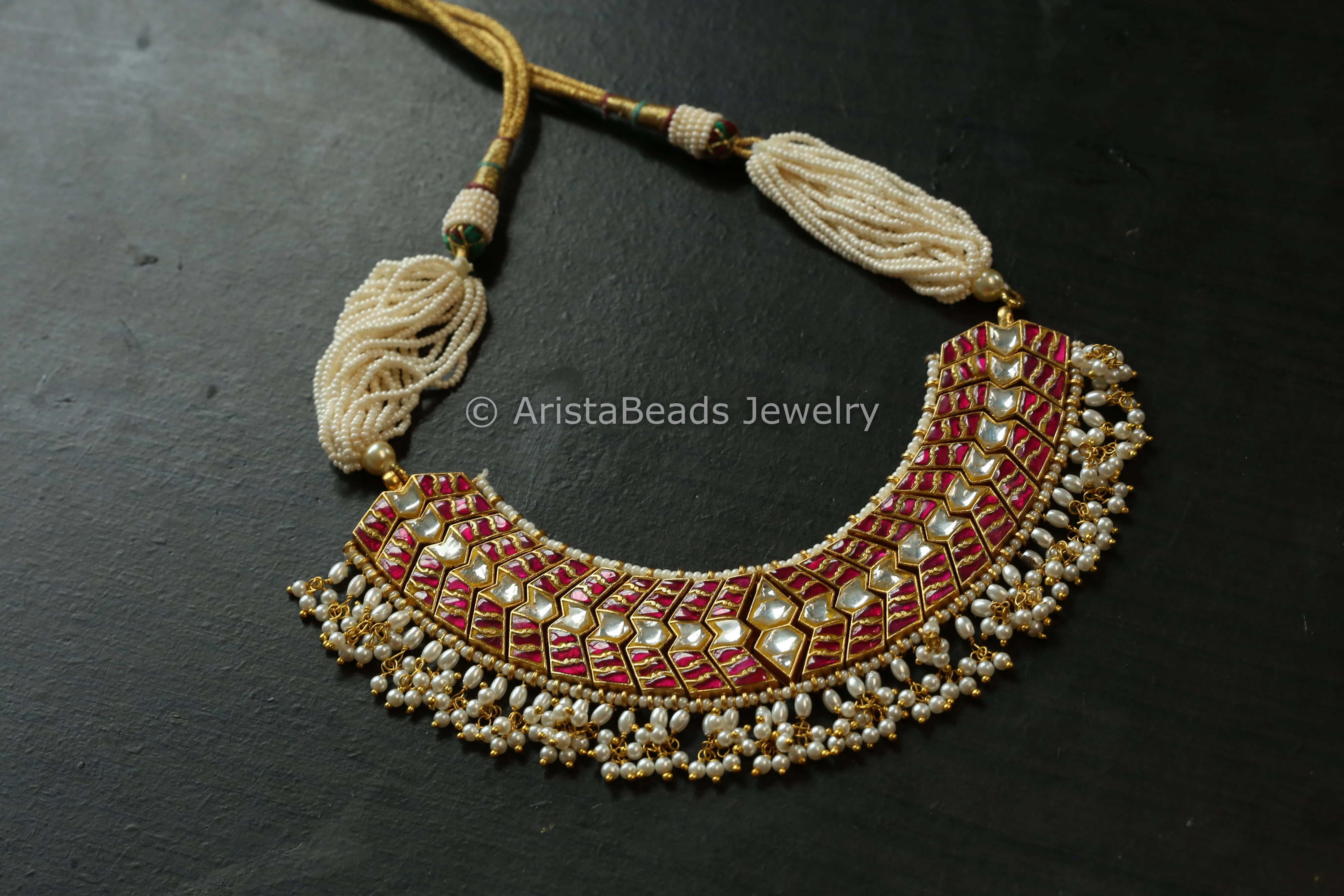 Short Jadau Kundan Necklace - Ruby