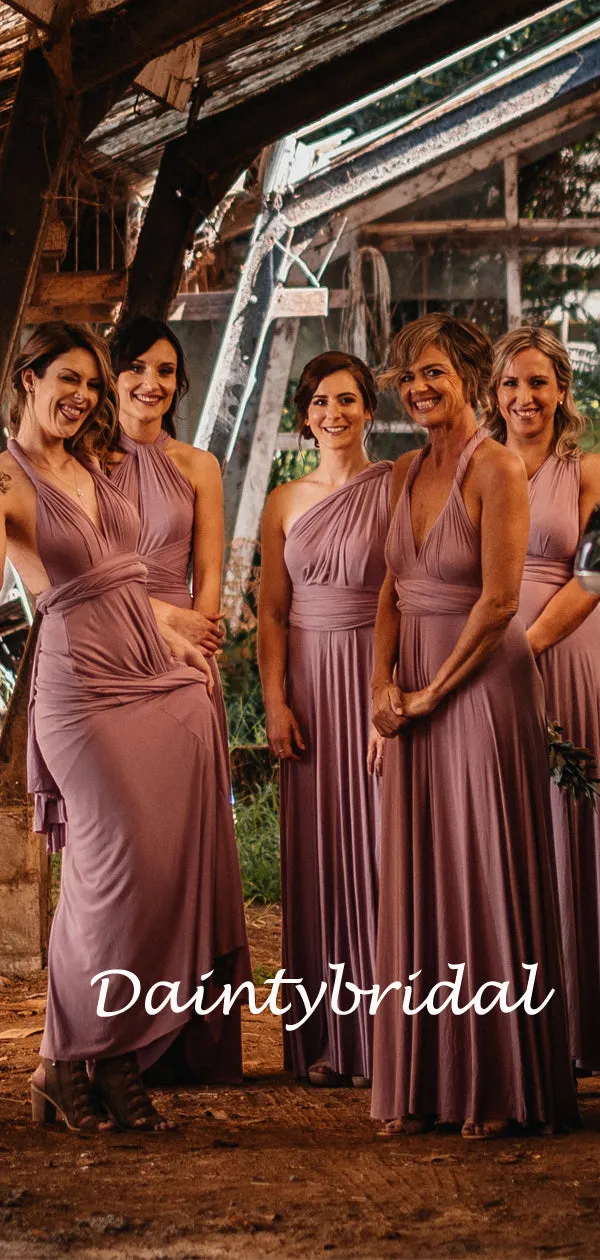 Simple Purple A-line Spaghetti Straps Floor-length Long Bridesmaid.DB10013