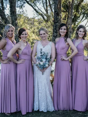 Simple Purple A-line Spaghetti Straps Floor-length Long Bridesmaid.DB10013