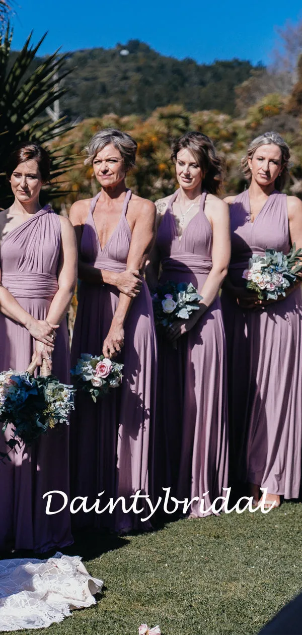 Simple Purple A-line Spaghetti Straps Floor-length Long Bridesmaid.DB10013