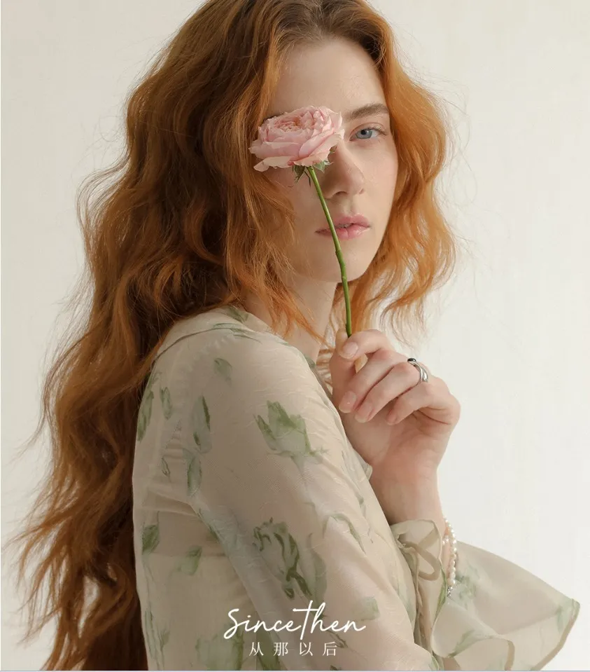 Since Then  |Flower Patterns Chiffon Long Sleeves Shirts & Blouses