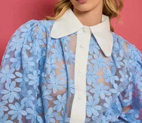 Sister Jane  |Flower Patterns Long Sleeves Shirts & Blouses