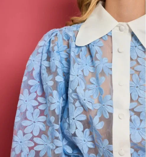 Sister Jane  |Flower Patterns Long Sleeves Shirts & Blouses