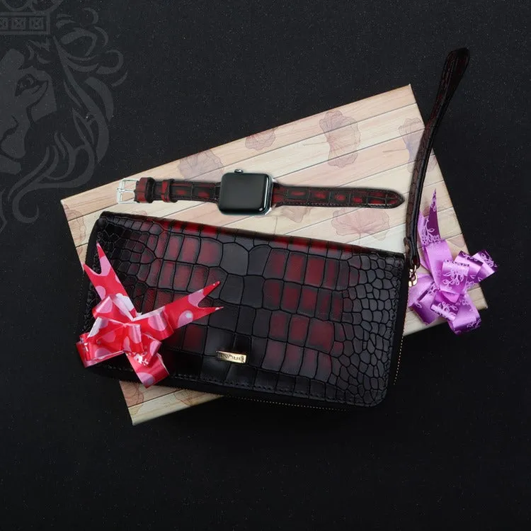 Smokey Wine Combo Pack of Ladies Clutch & Watch Strap