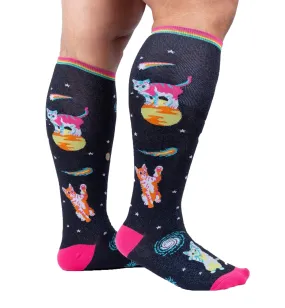 SOCK it to me Unisex Stretch-It Knee High Socks (Unisex) - Space Cats