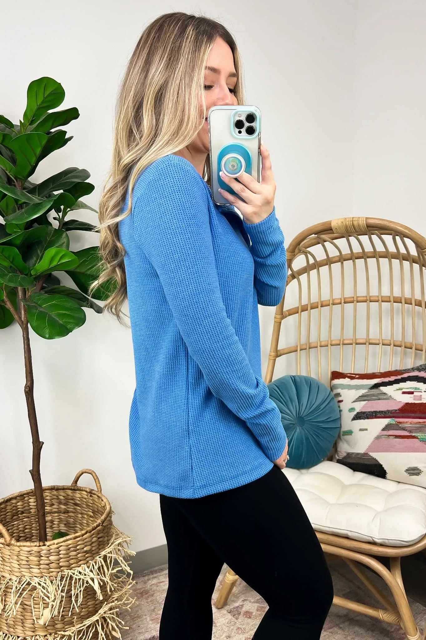 Sodaro Waffle Knit V-Neck Long Sleeve Top - BACK IN STOCK