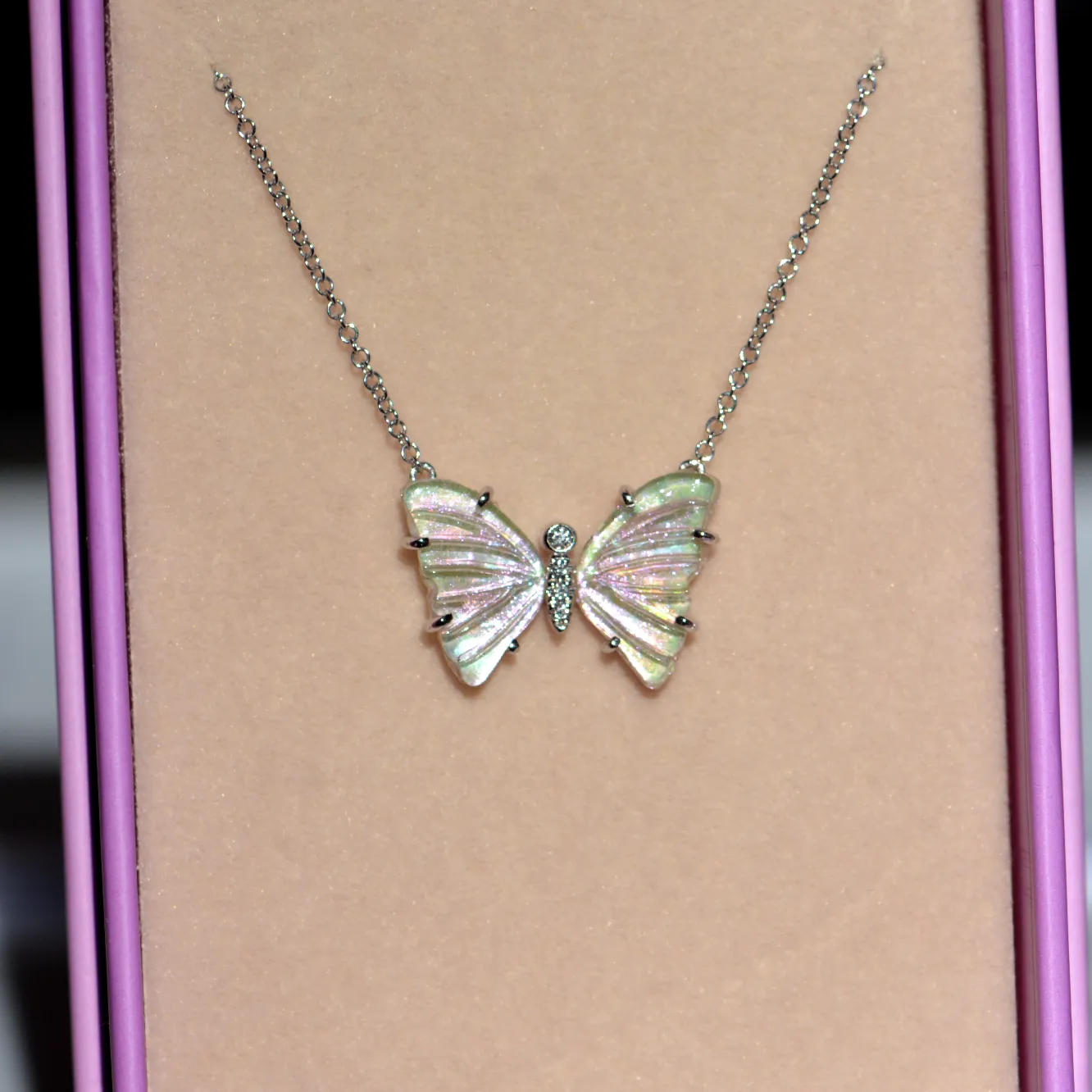 Stardust Pronged Diamond Butterfly Necklace