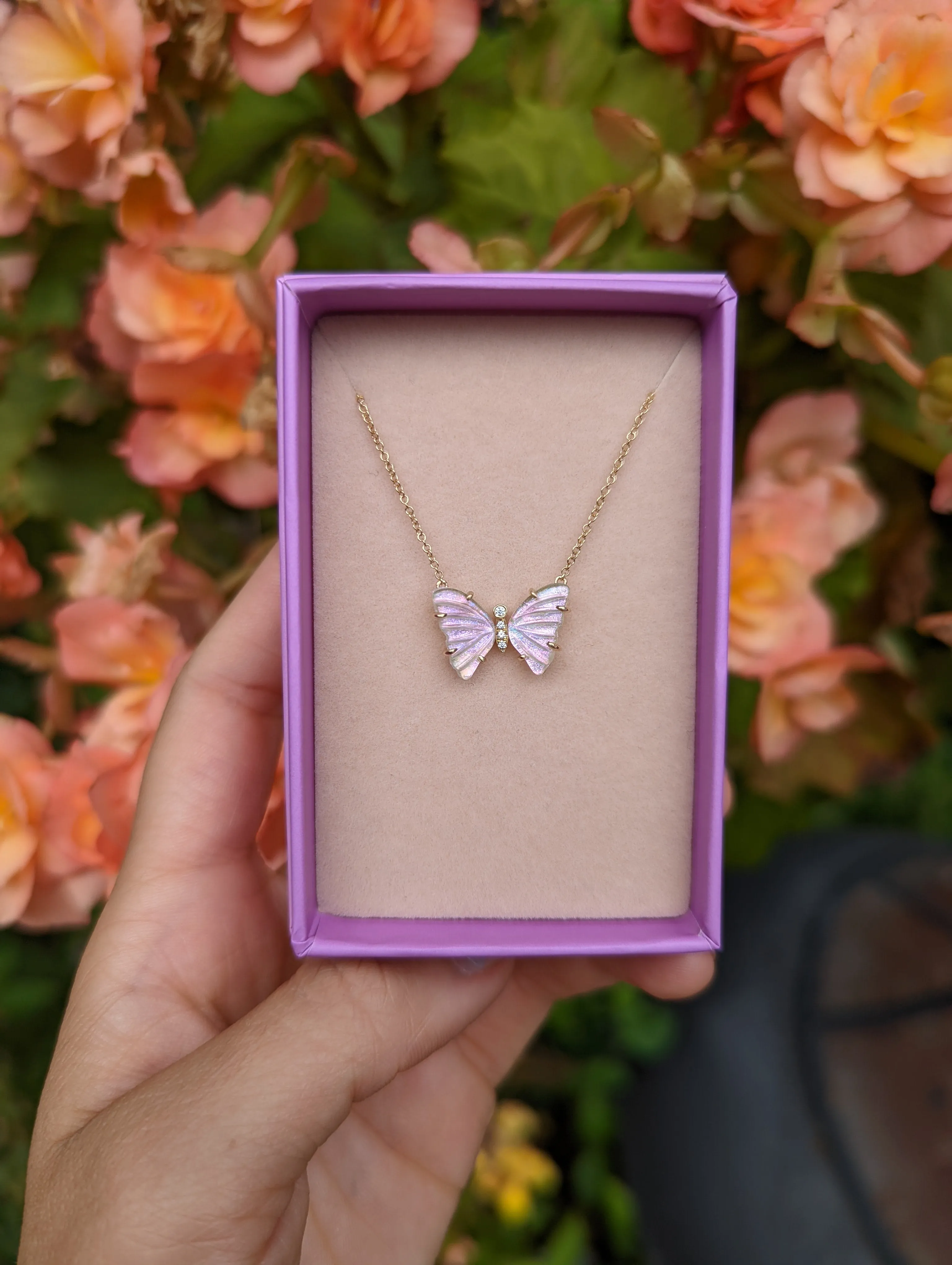 Stardust Pronged Diamond Butterfly Necklace