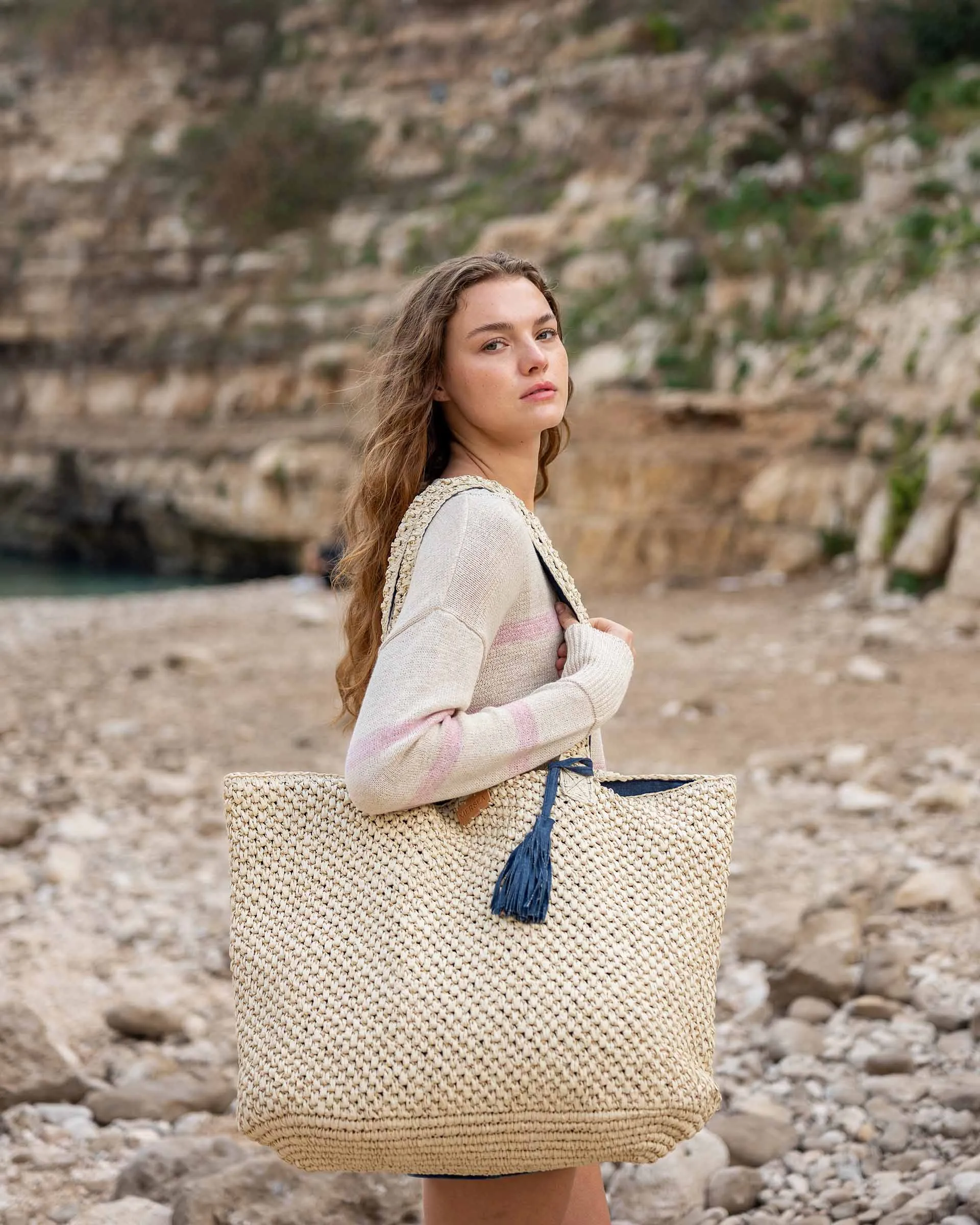 Sun Chaser Straw Large Tote - Natural