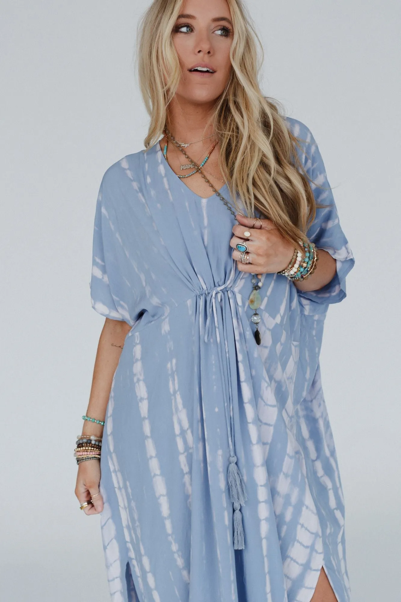 Sunny Shores Tie Dye Kimono Dress - Blue