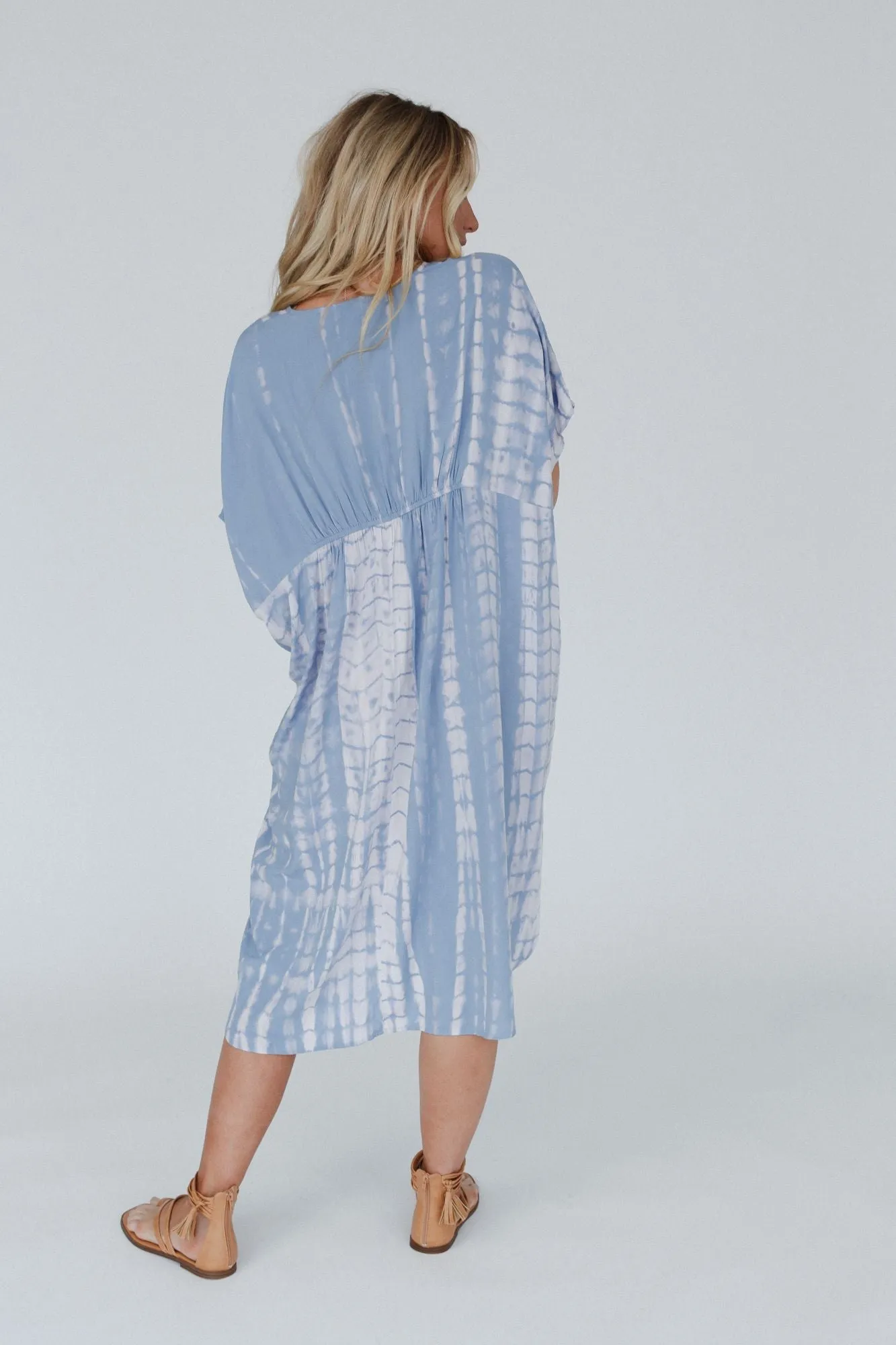 Sunny Shores Tie Dye Kimono Dress - Blue