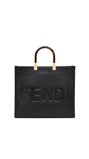 Sunshine Medium Leather Shopper - Black