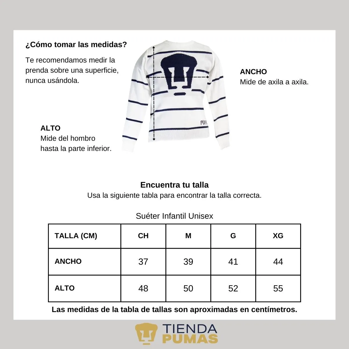 Suéter blanco unisex nio nia Universitario UNAM Pumas