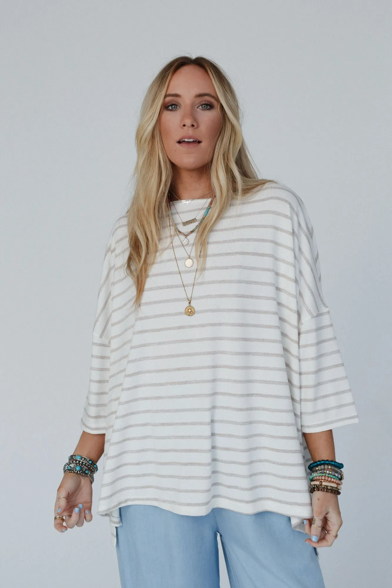 Swaying Stripes Top - Oatmeal