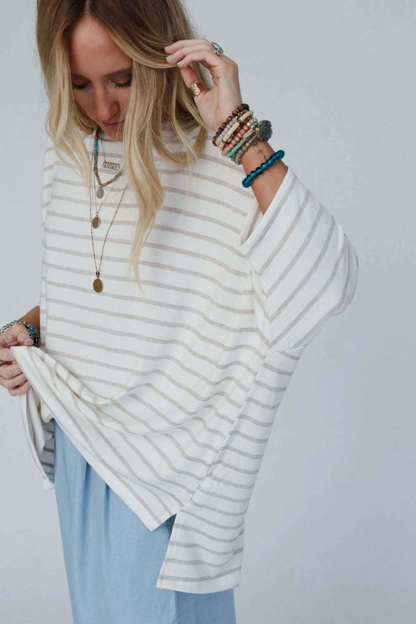 Swaying Stripes Top - Oatmeal