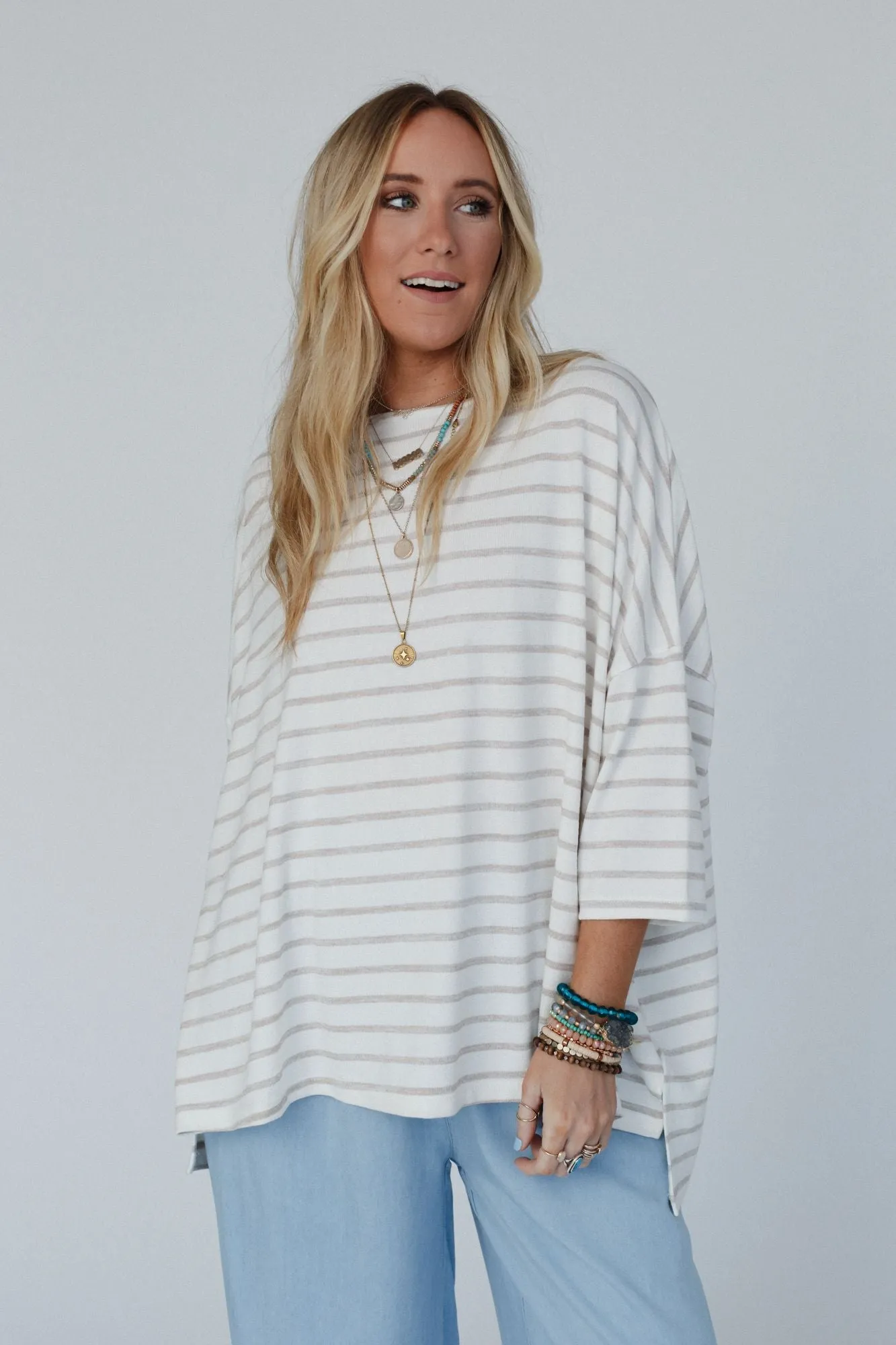 Swaying Stripes Top - Oatmeal