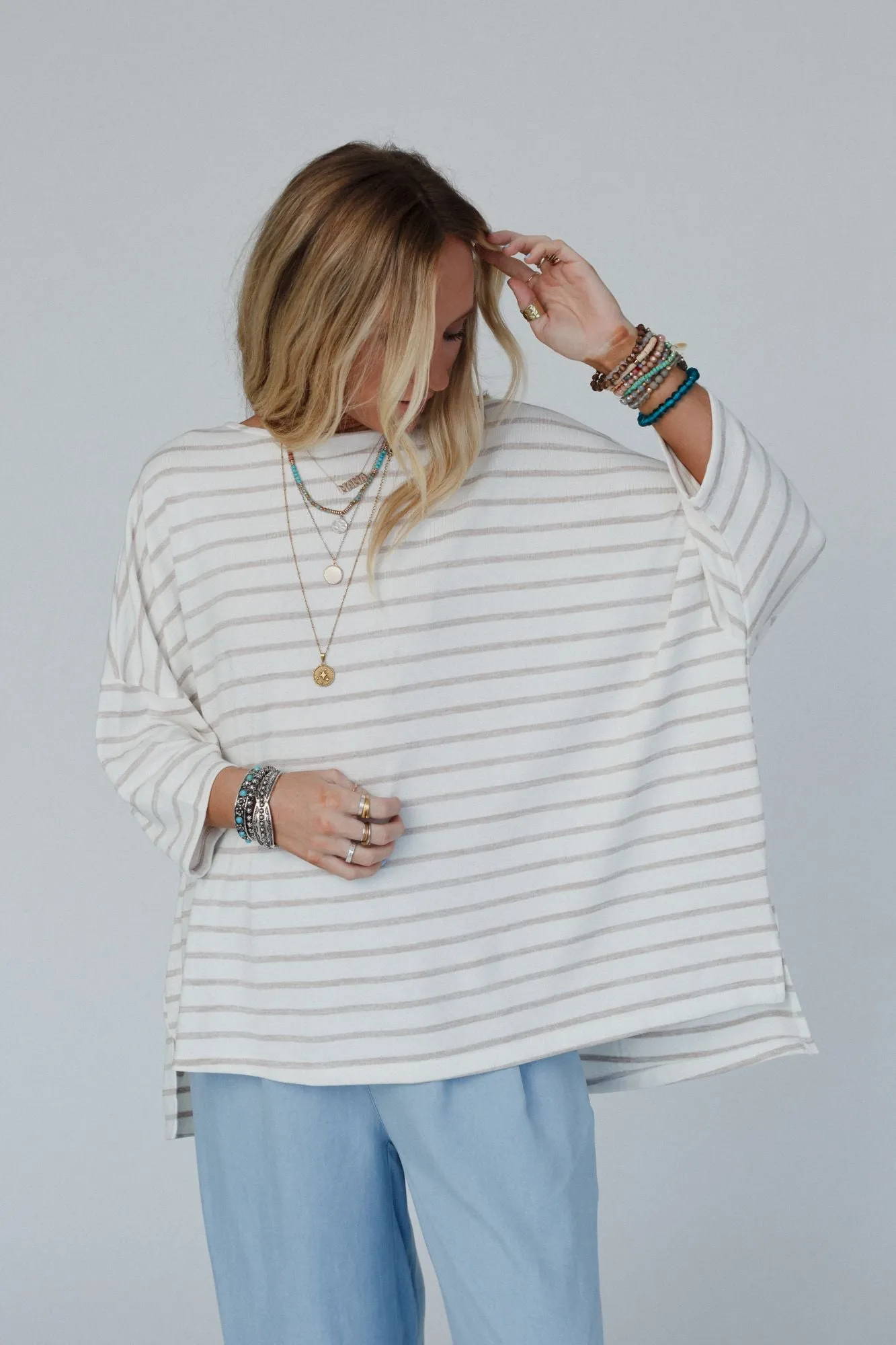 Swaying Stripes Top - Oatmeal